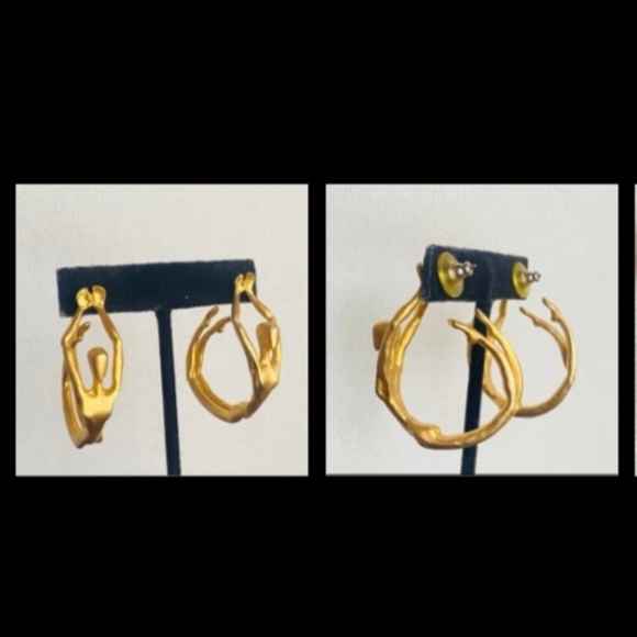 🔥 Matte Goldtone Sculptural Female Earrings - Picture 3 of 15